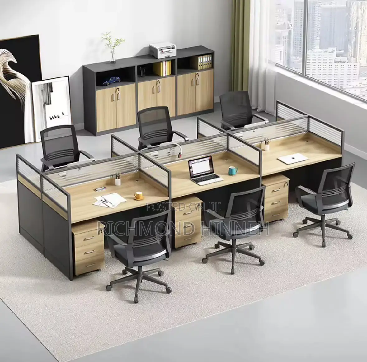 6-in-1 Workstation With Cabinets
