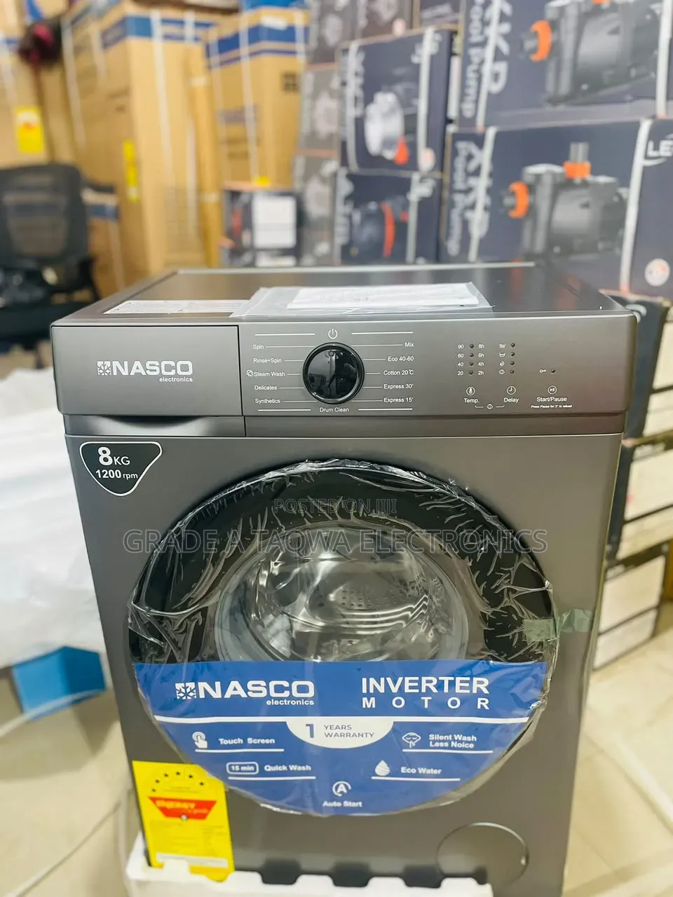 High Speed Spin Nasco 8kg Full Automatic Front-Load Washing Machine