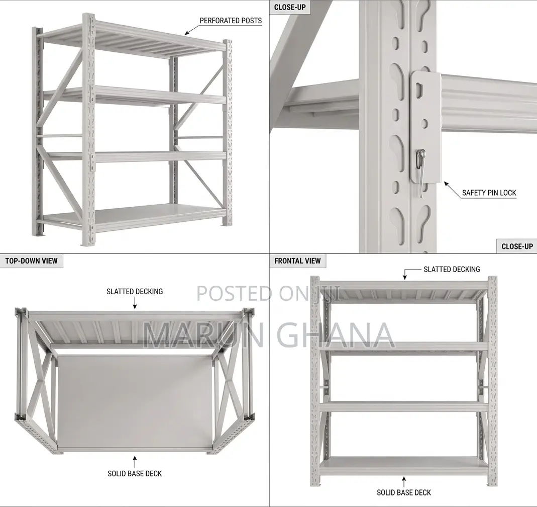 Heavy Duty Metal Warehouse Storage Rack - 4 Tier Shelving Unit
