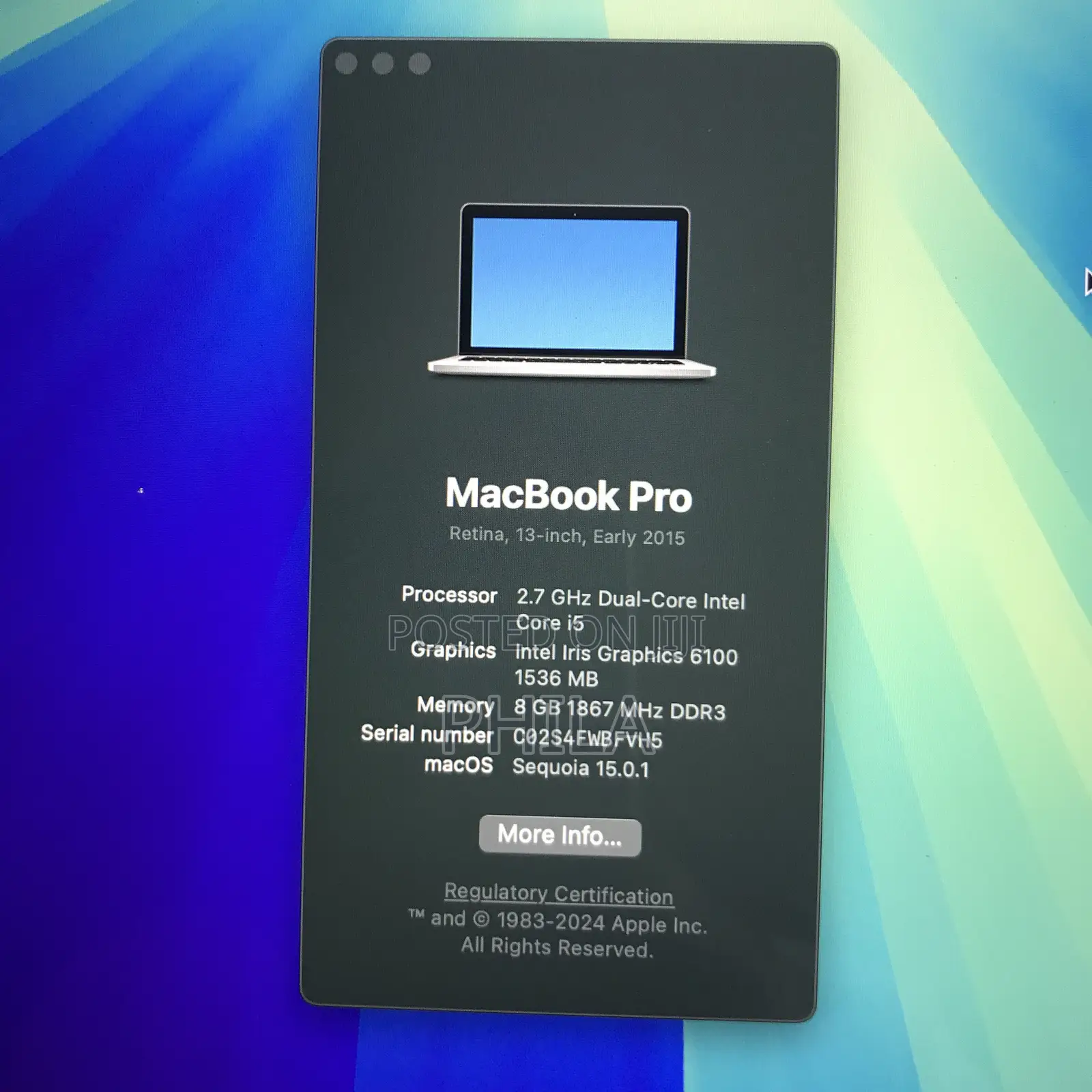 Laptop Apple MacBook Pro 2015 8GB Intel Core i5 SSD 128GB