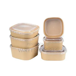 Square Paper Bowls With Covers(300pcs/Carton) - 500ml