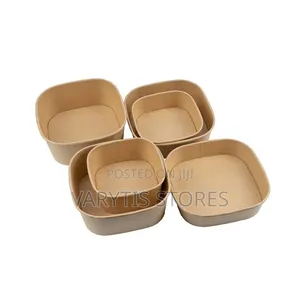 Square Paper Bowls With Covers(300pcs/Carton) - 500ml
