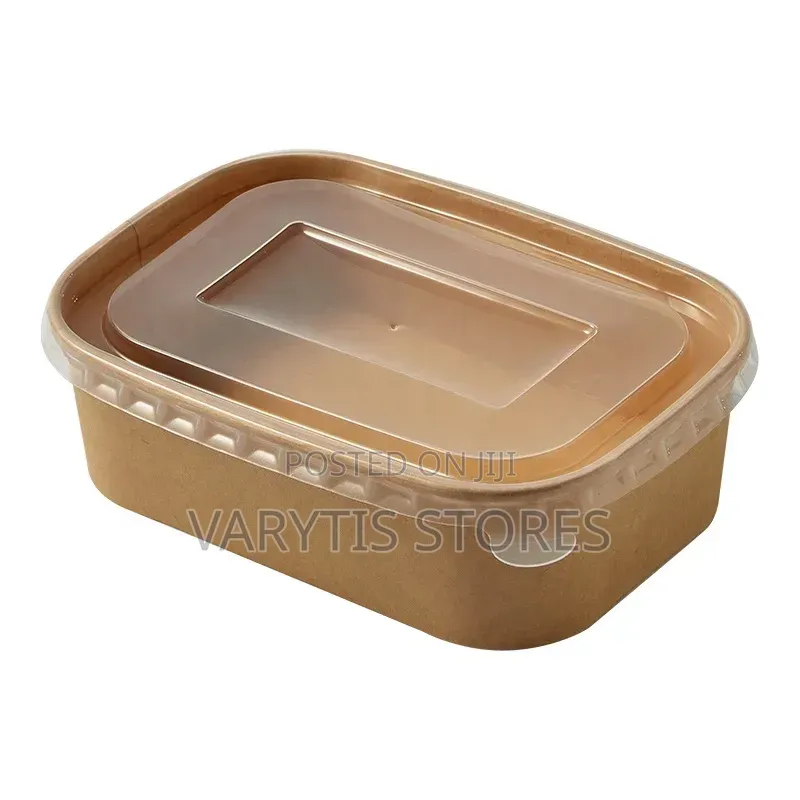 Rectangular Paper Bowls With Covers(300pcs/Carton) - 500ml