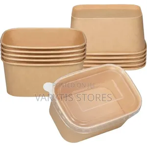 Rectangular Paper Bowls With Covers(300pcs/Carton) - 500ml