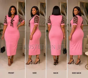 Leopard Print Sleeve Office Dress