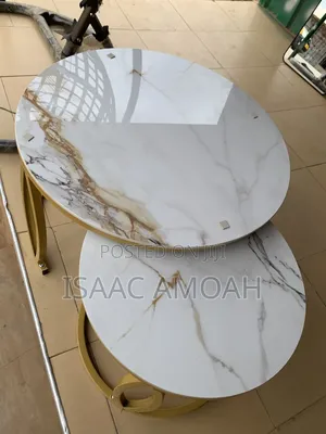 Different Design Set of 2 Modern Round Circle Shape Marble Tops