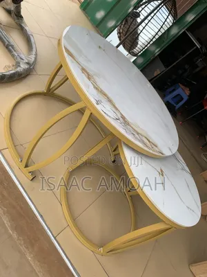Different Design Set of 2 Modern Round Circle Shape Marble Tops