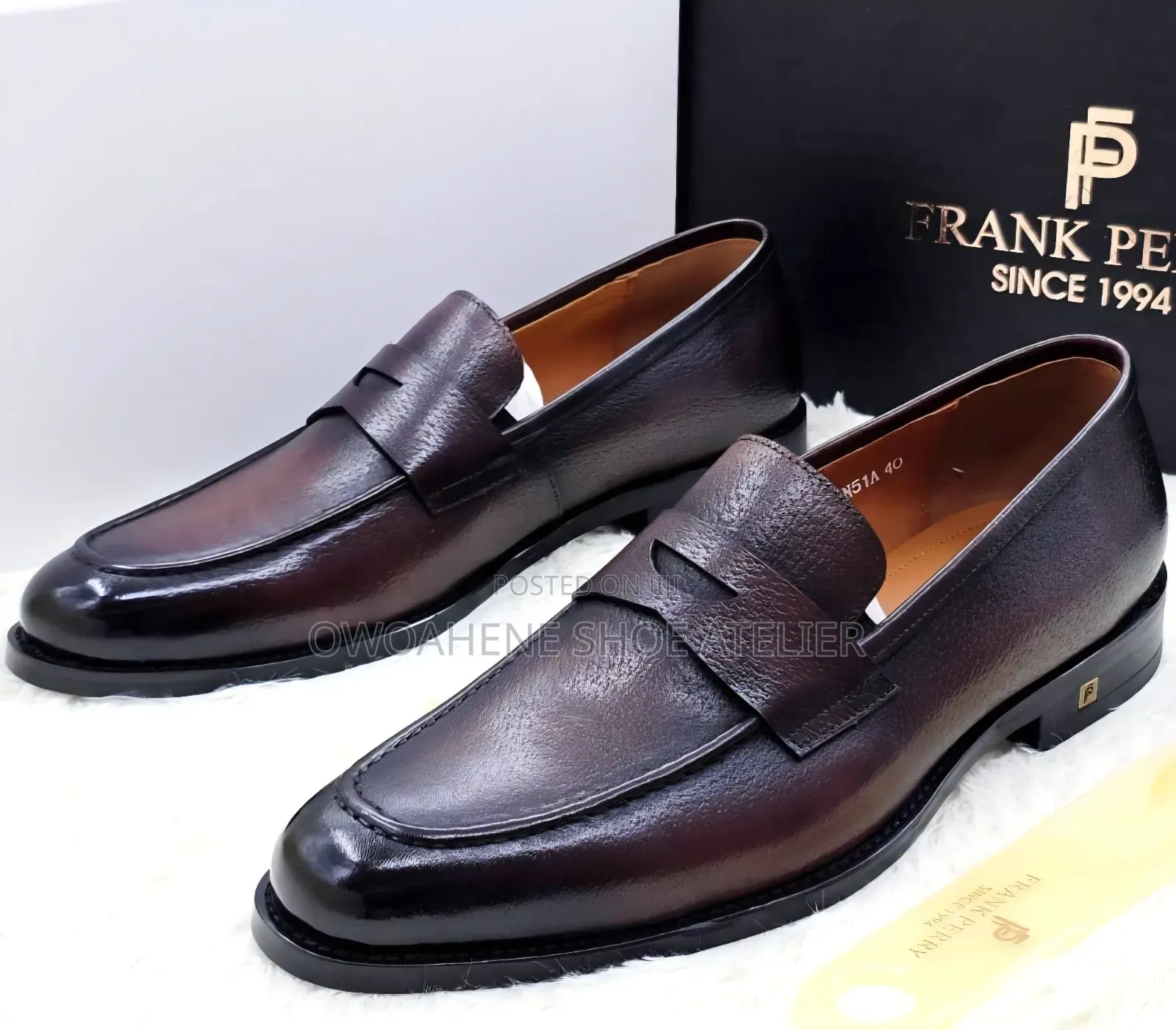 Pair of Frank Perry Executive Brown Leather Penny Loafers