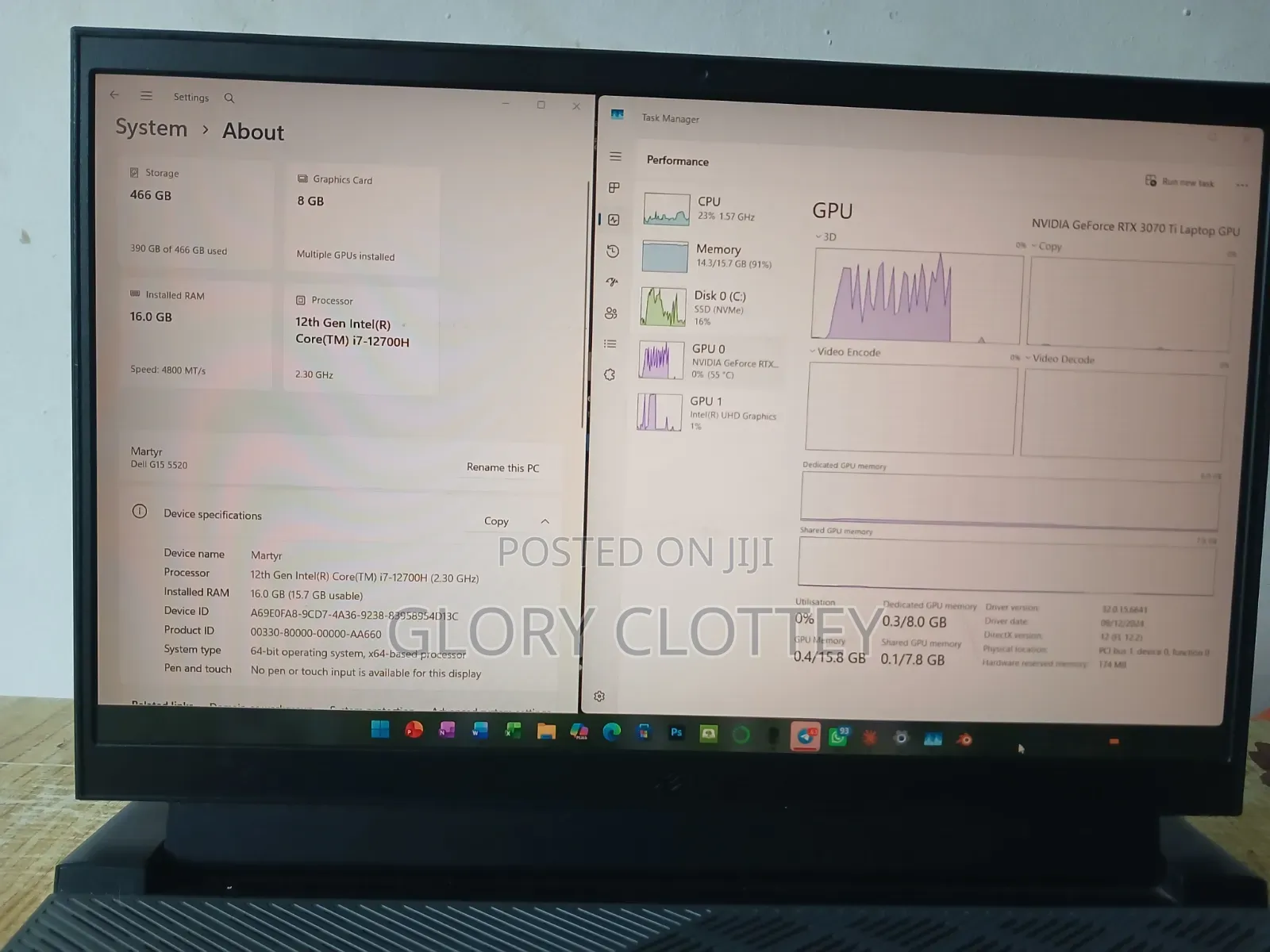 Laptop Dell G15 5520 16GB Intel Core i7 SSD 512GB