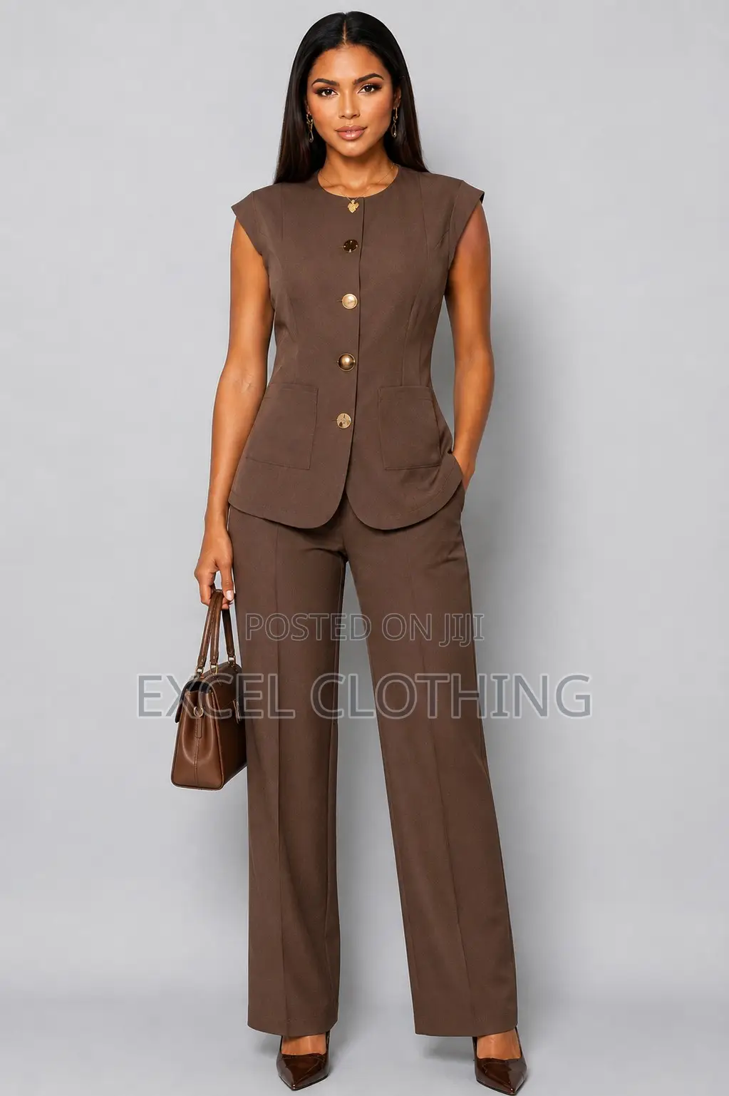 Women’s Sleeveless Blazer 2-Piece Suit Set