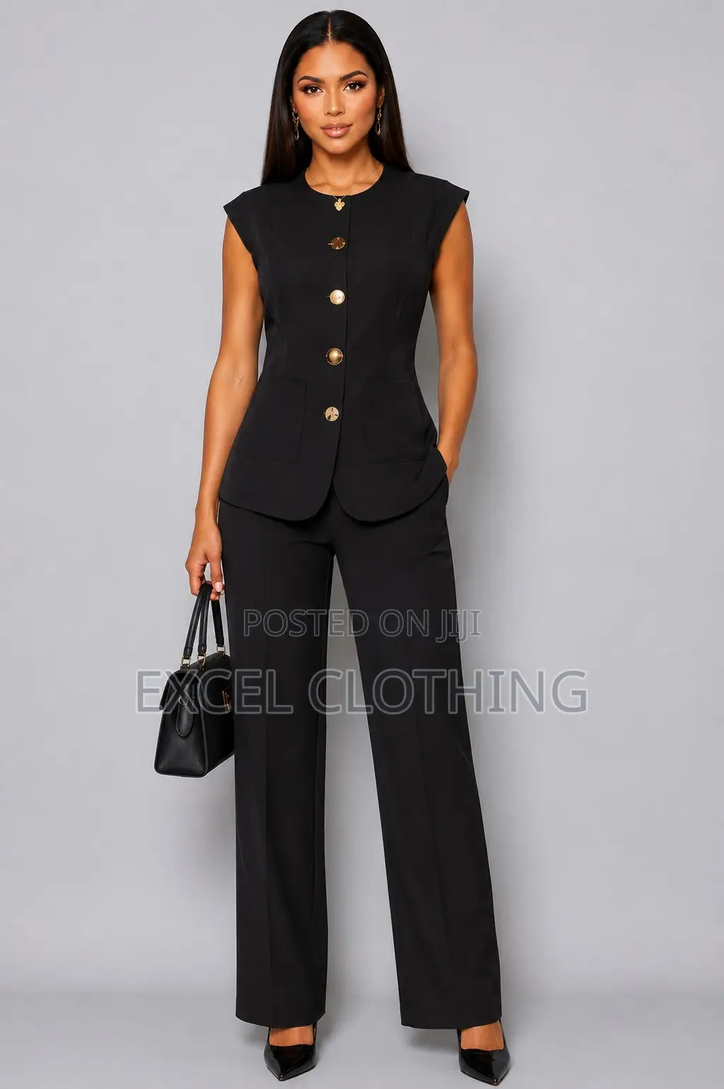 Women’s Sleeveless Blazer 2-Piece Suit Set
