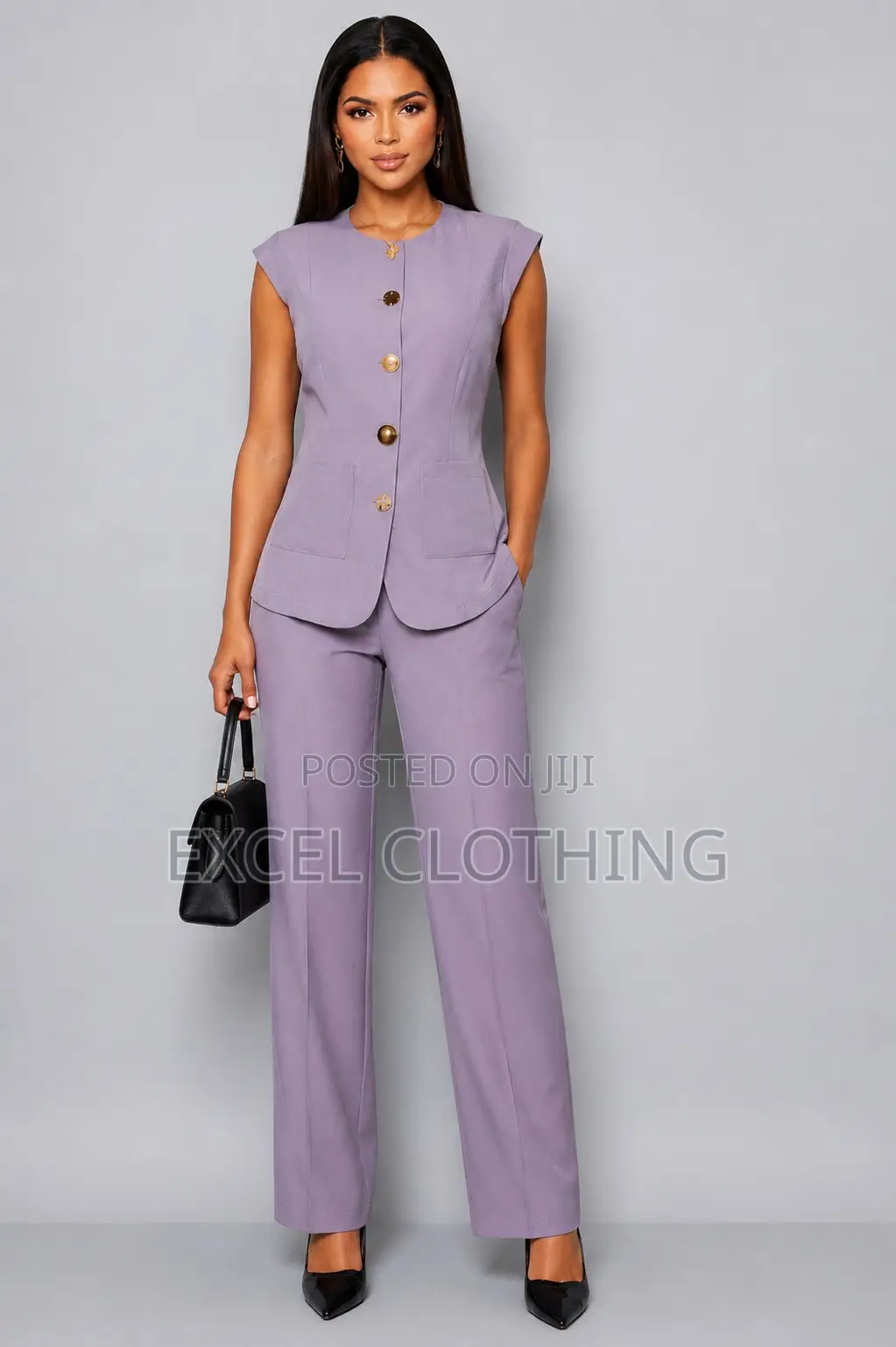 Women’s Sleeveless Blazer 2-Piece Suit Set