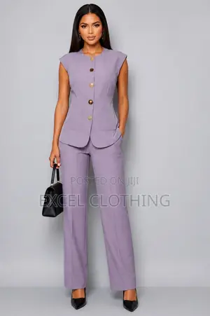 Women’s Sleeveless Blazer 2-Piece Suit Set