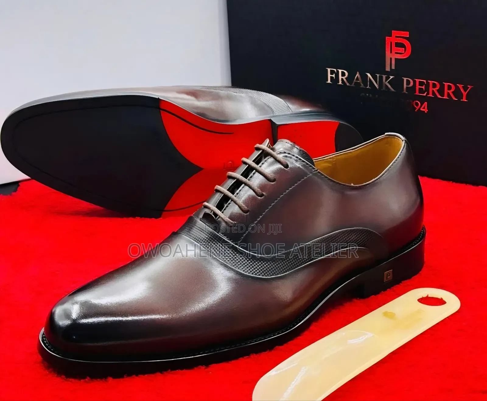 Pair of Frank Perry Exclusive Handmade Dark Brown Oxford Dress Shoes