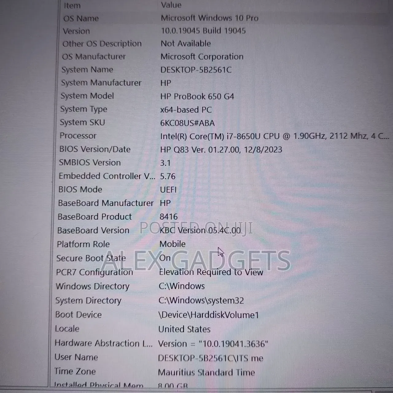 Laptop HP 650 G4 8GB Intel Core i7 SSD 256GB