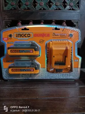 This Is Original INGCO 2in1 Set 20V Batteries 2.0AH Charger Station