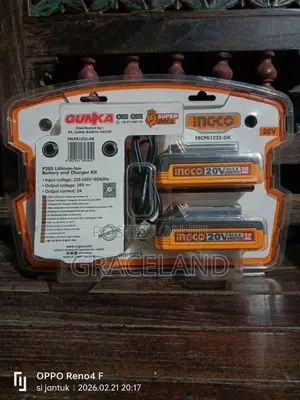 This Is Original INGCO 2in1 Set 20V Batteries 2.0AH Charger Station