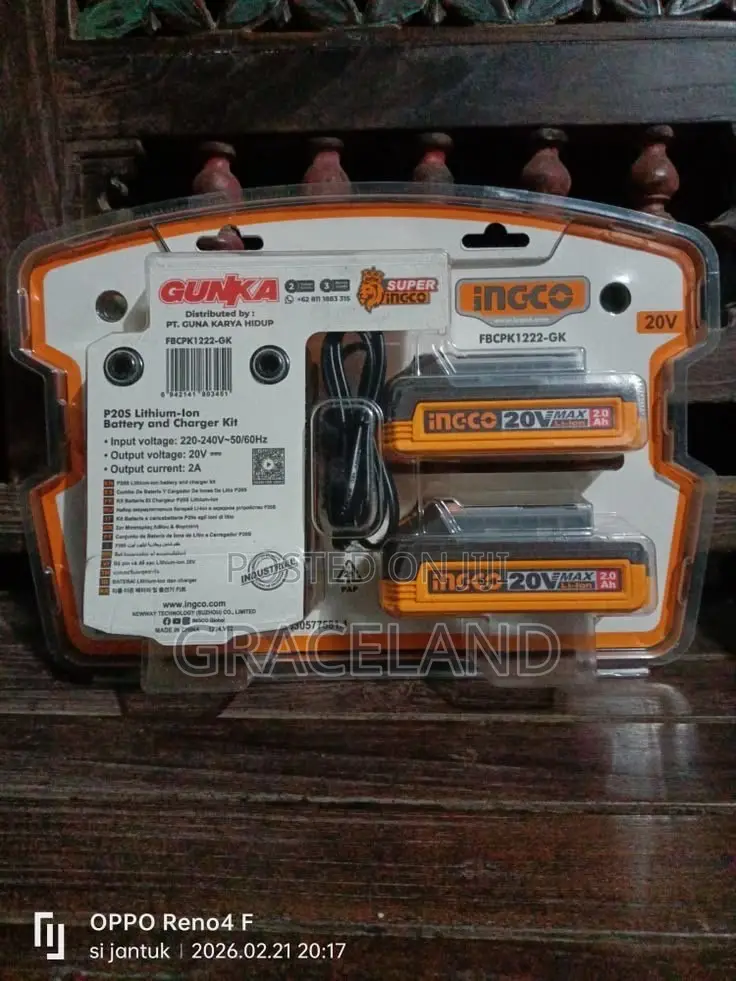 This Is Original INGCO 2in1 Set 20V Batteries 2.0AH Charger Station