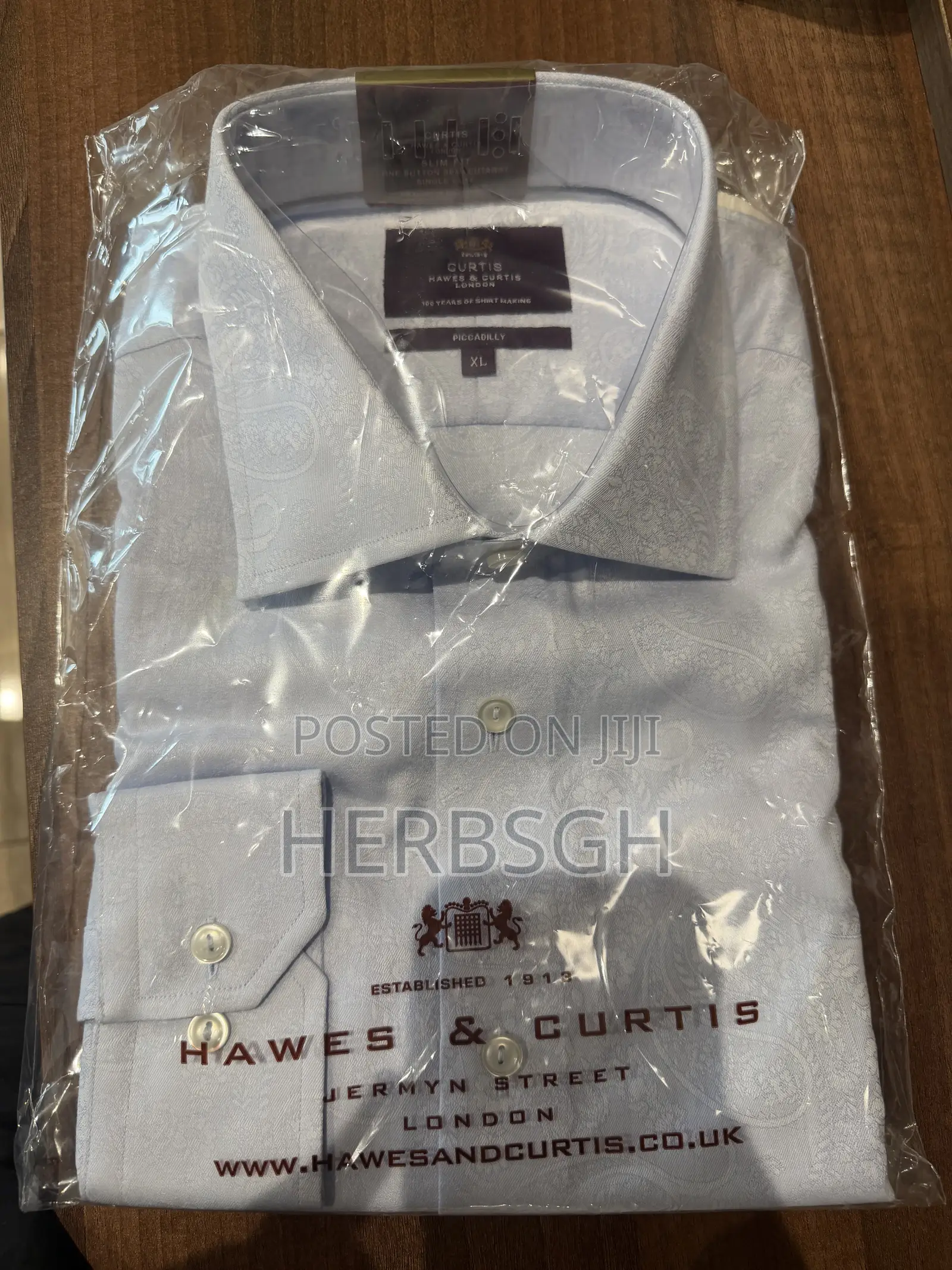Hawes Curtis Slim Fit Shirt, Light Blue XL