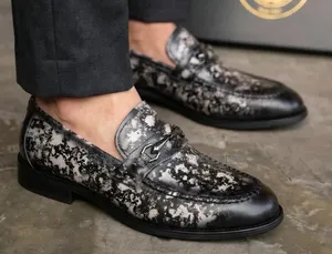 Ferro Aldo Darrell MFA19682 Floral Moc-Toe Penny Loafers(orchid Black)