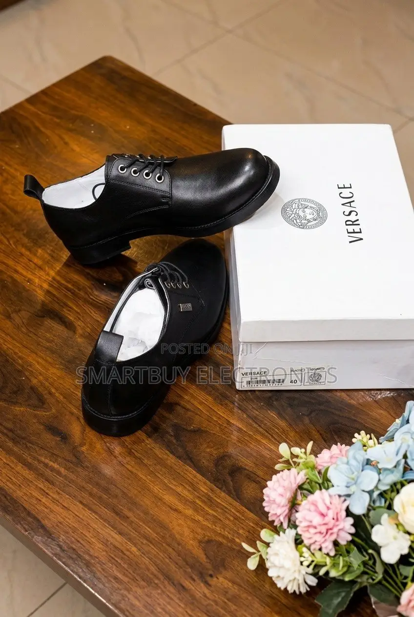 Versace Men's Black Leather Executive Shoe