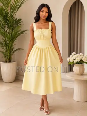Soft Yellow Casual Party Dress