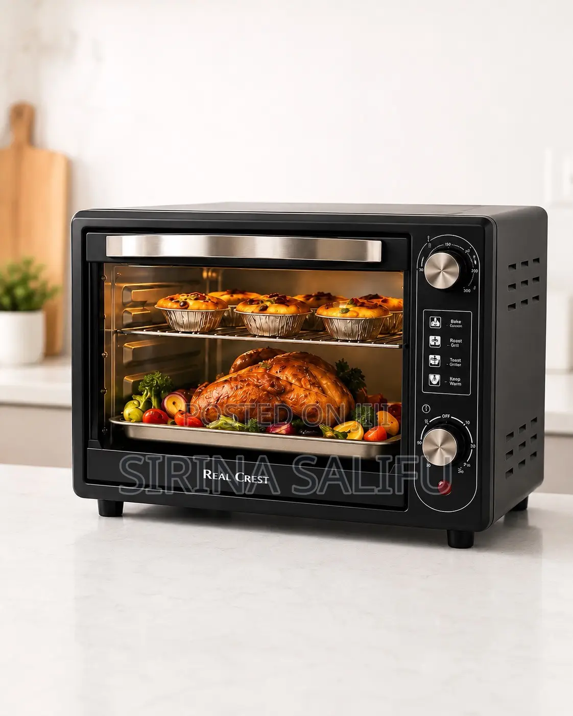Real Crest Electric Oven | Bake, Roast, Grill, Toast Keep Warm