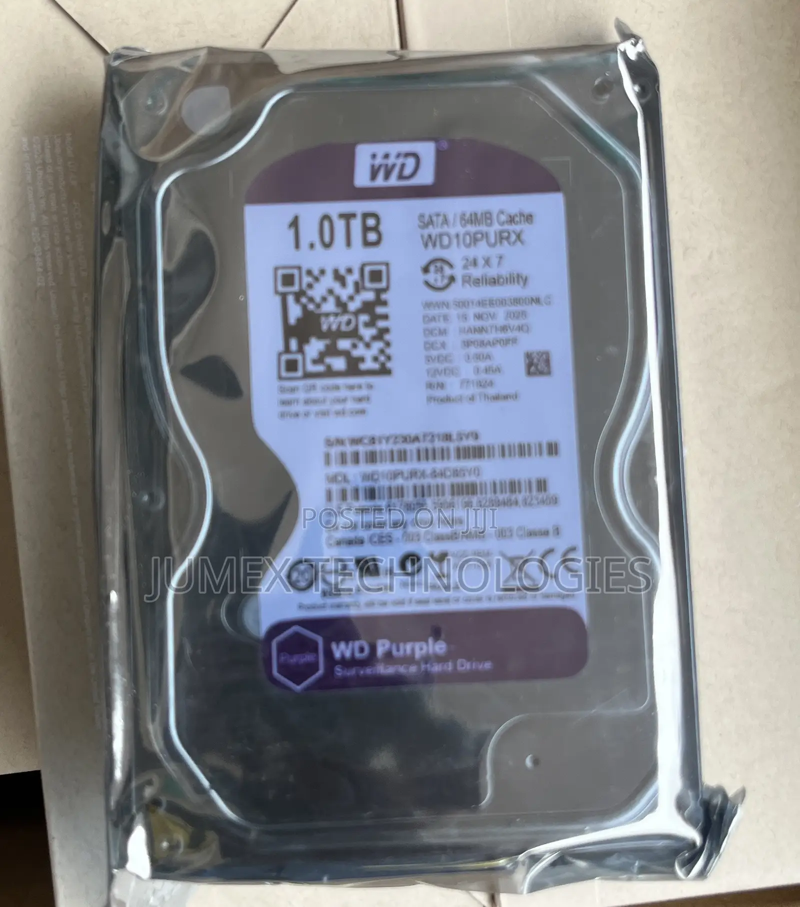 1tb Surviellance Hard Drive Wd Purple Sata 64mb Cache
