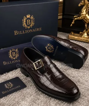 Billionaire Brand Croc-Embossed Leather Single Monk Strap Dress Shoes