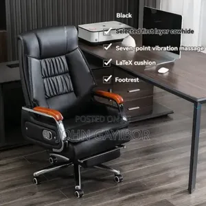 Ergonomic Swivel Chair With 7-Point Massage Function and Lumbar Pillow