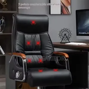 Ergonomic Swivel Chair With 7-Point Massage Function and Lumbar Pillow