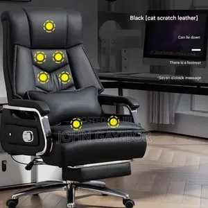 Ergonomic Swivel Chair With 7-Point Massage Function and Lumbar Pillow