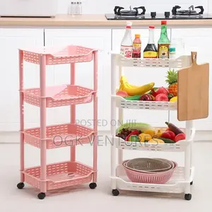 4-Tier Plastic Rolling Cart