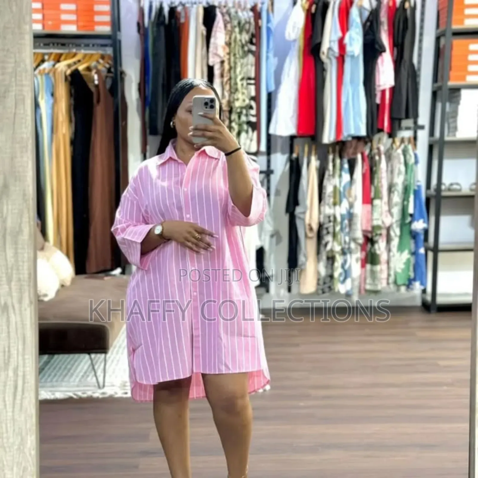 LUX STRIP LOOSE SHIRT DRESS - Over Size Gown Shirt*