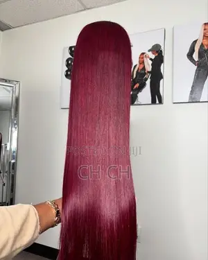 Sliky Burgundy 30 Inches Straight Long Wig With Kim K Closure
