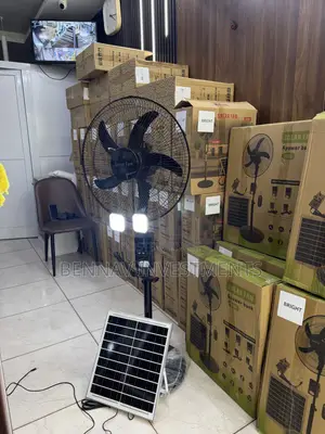 18” Solar Rechargeable Fan With LED Bulbs