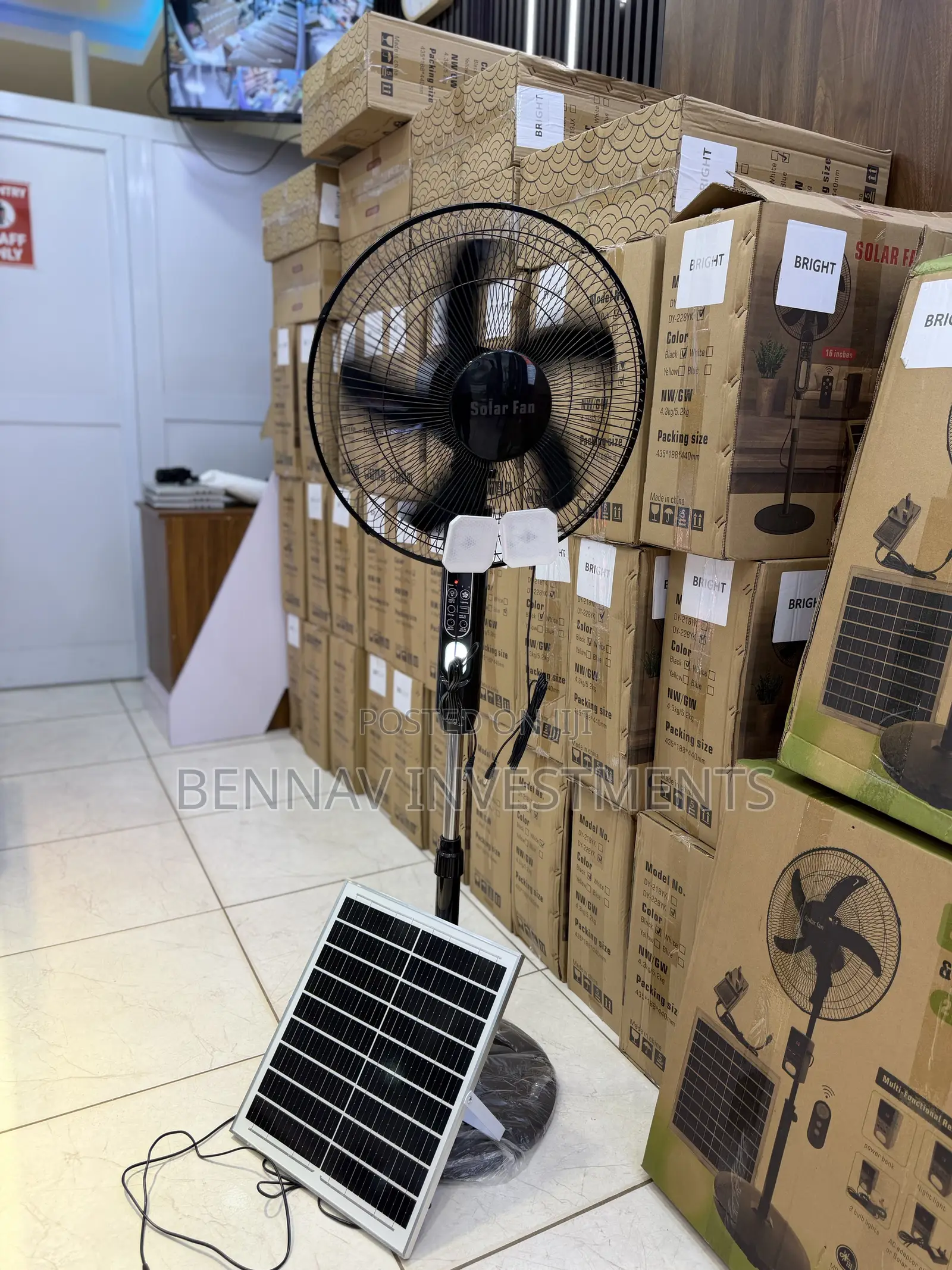 Electric and Solar Rechargeable Standing Fan - 16 Inches