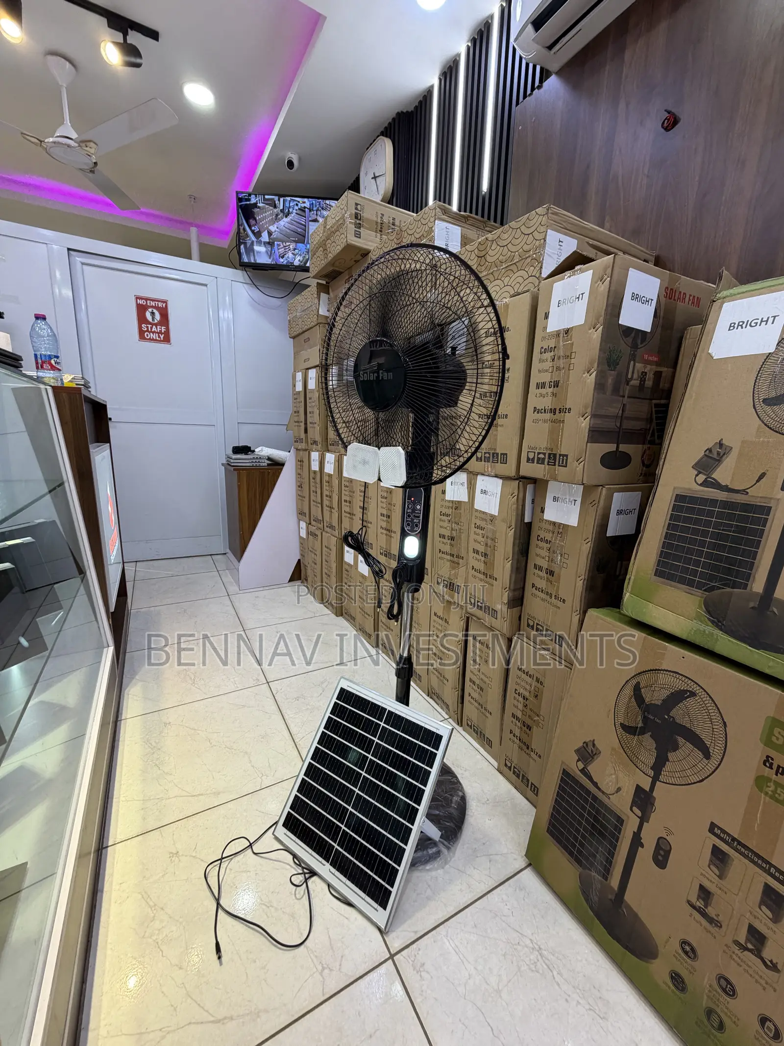 Electric and Solar Rechargeable Standing Fan - 16 Inches