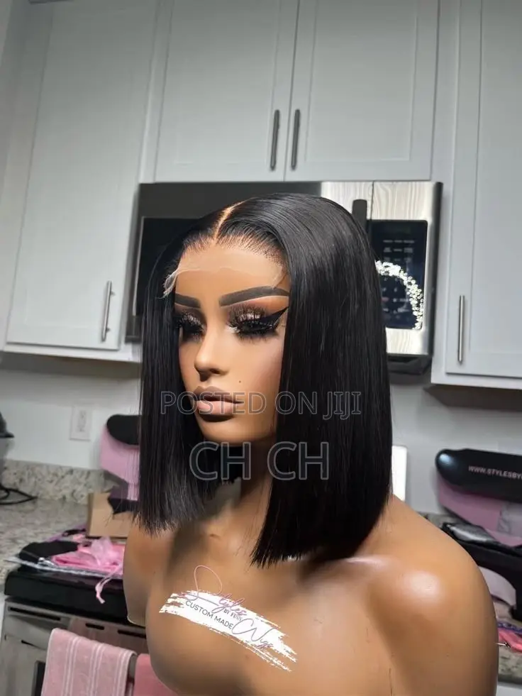 New Hair Black 12 Inches Short Bob Wig a 4by4 Closure