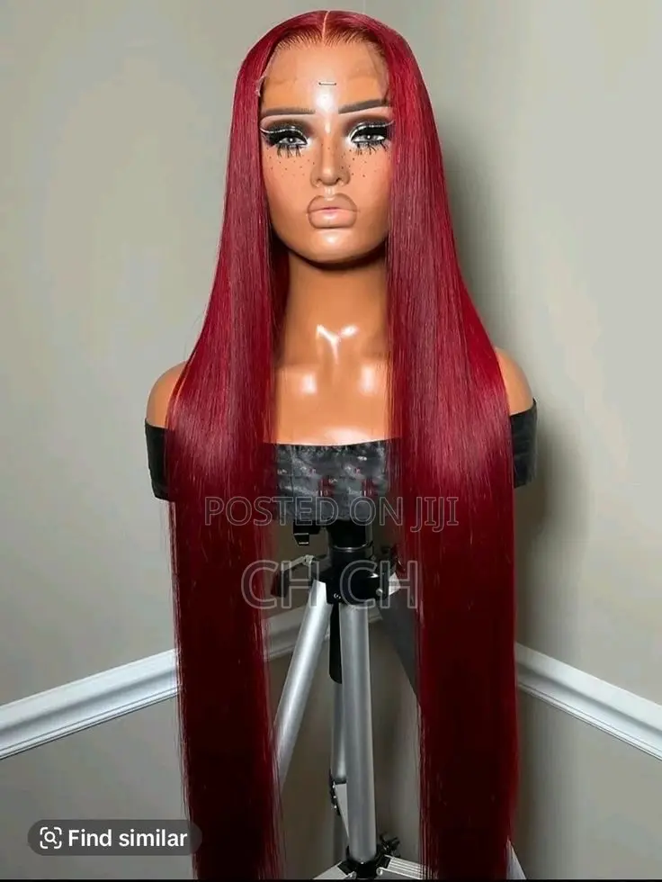 Sliky Burgundy 30 Inches Straight Long Wig With Kim K Closure