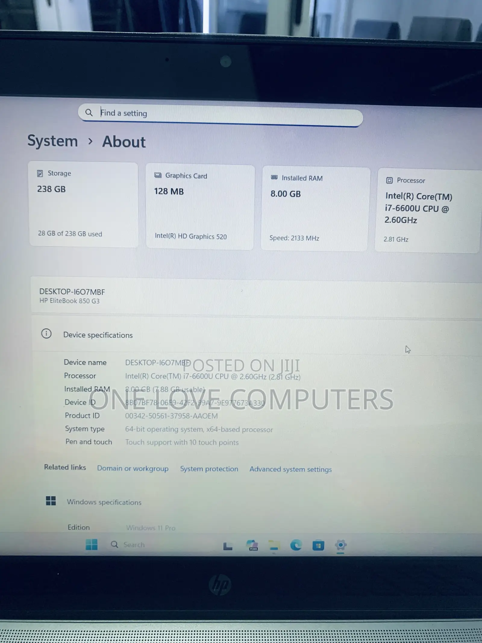 Laptop HP EliteBook 850 G3 8GB Intel Core i7 SSD 256GB