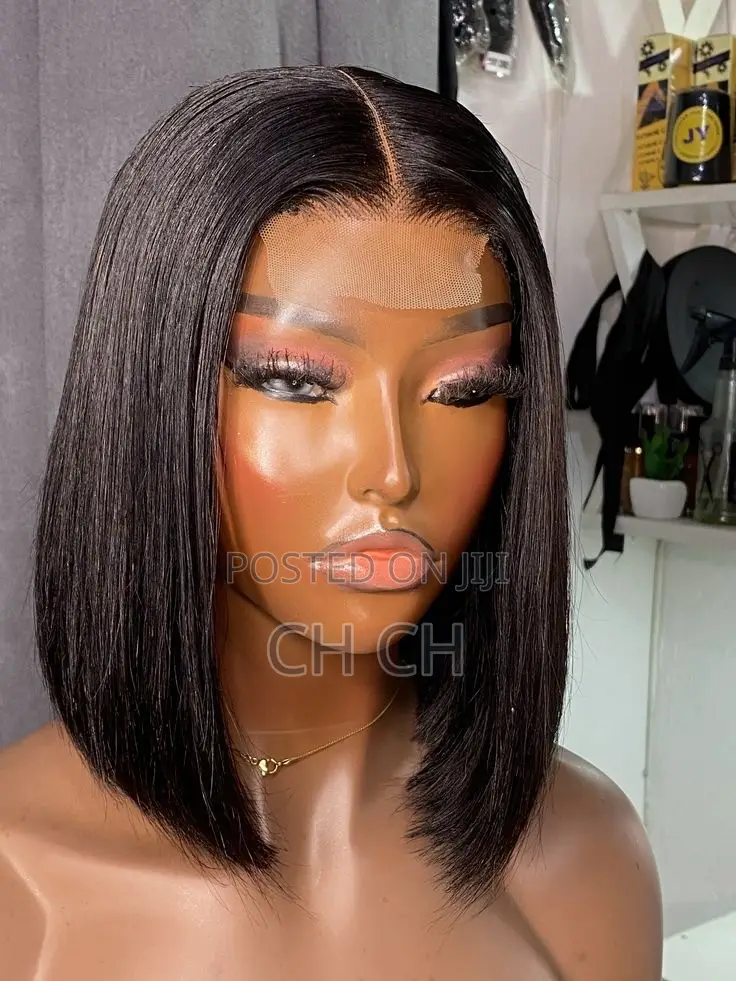 100% Black Human Hair Bob Wig With a 4by4 Closure