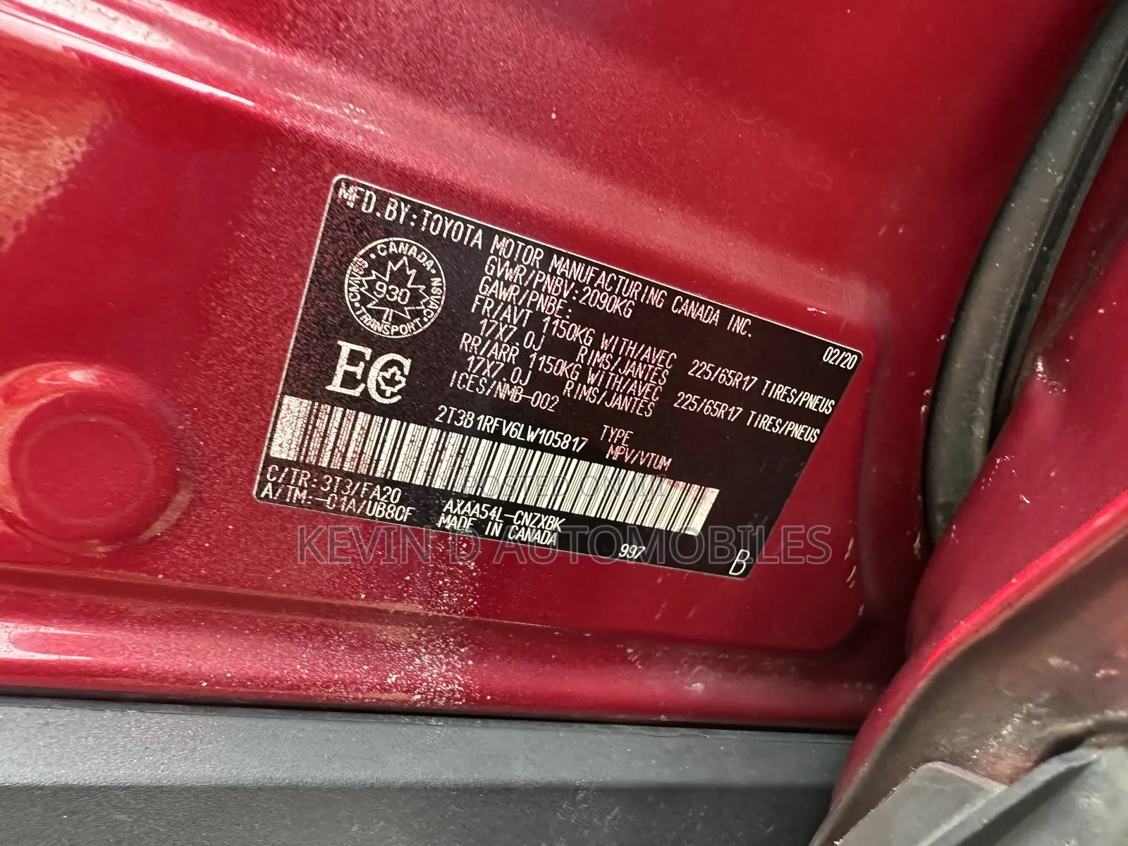 Toyota RAV4 LE AWD 2020 Red