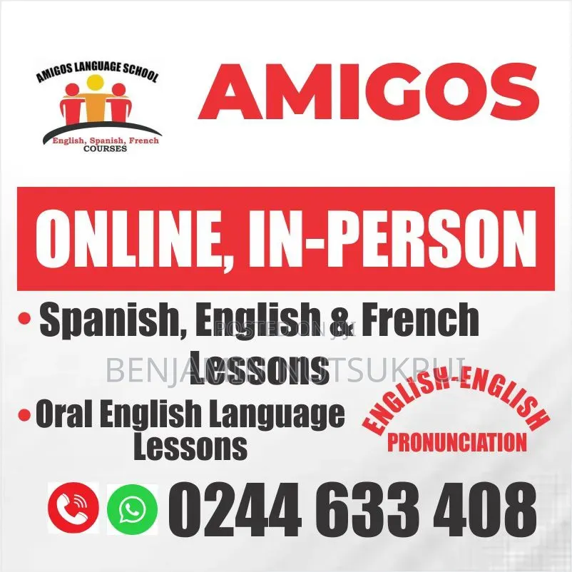 English, Spanish and French Lessons.