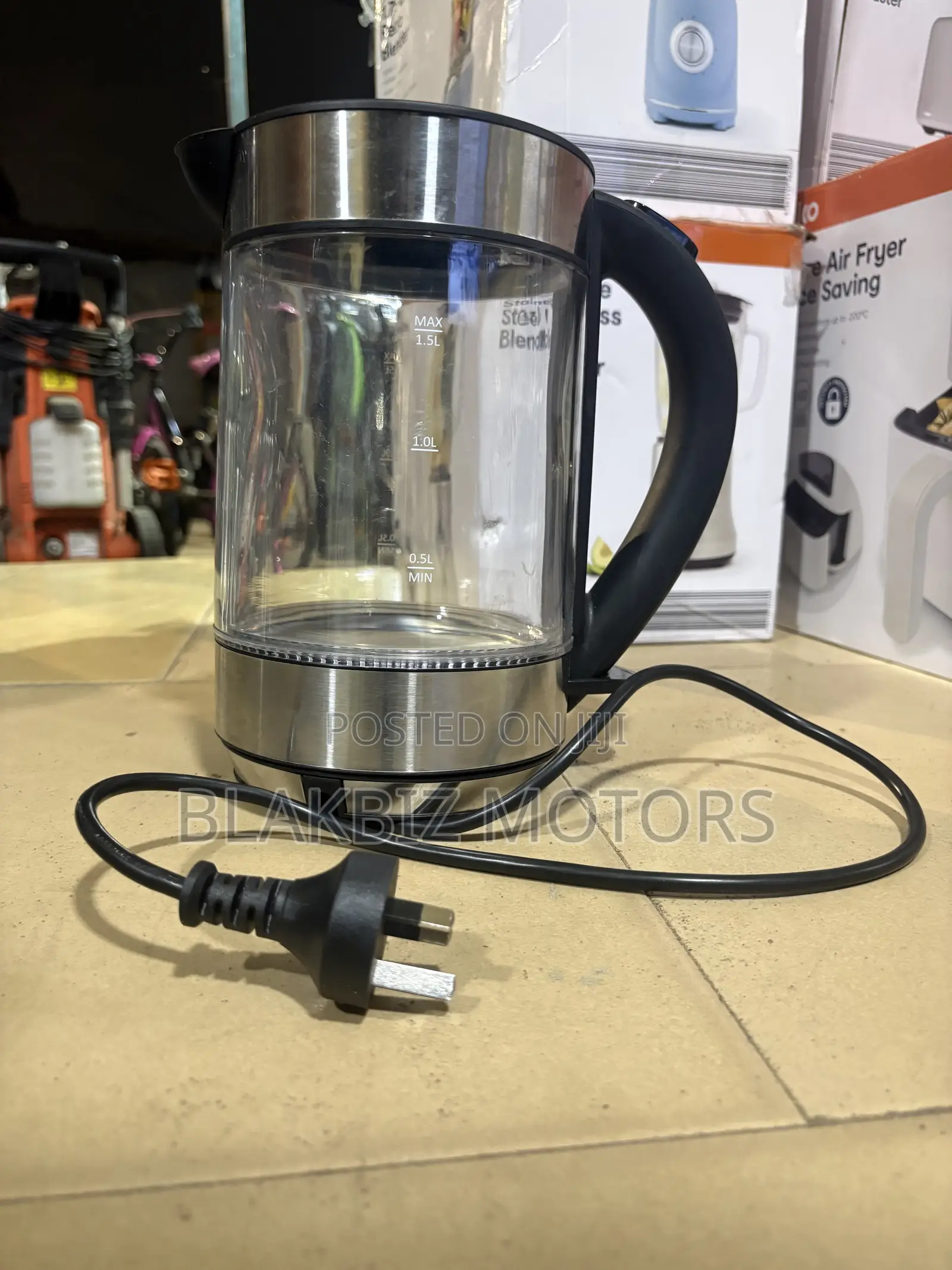Used Anko 1.5 Litre Clear Glass Electric Kettle