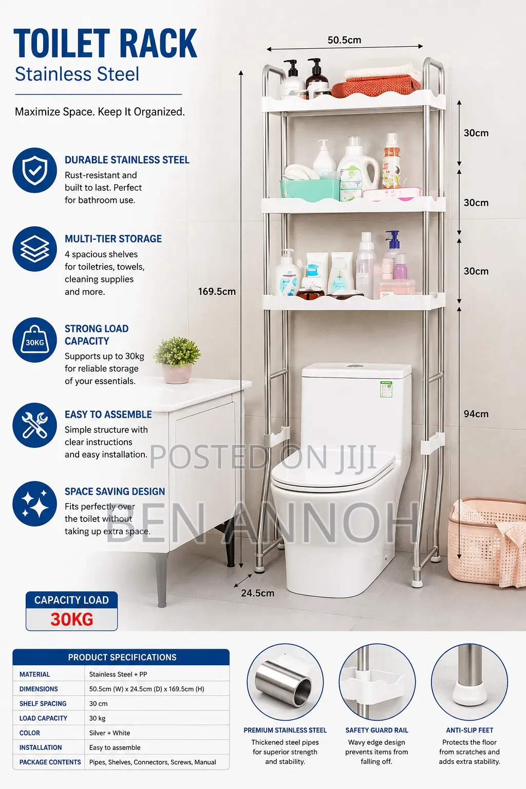 Easy to Assemble Toilet Rack
