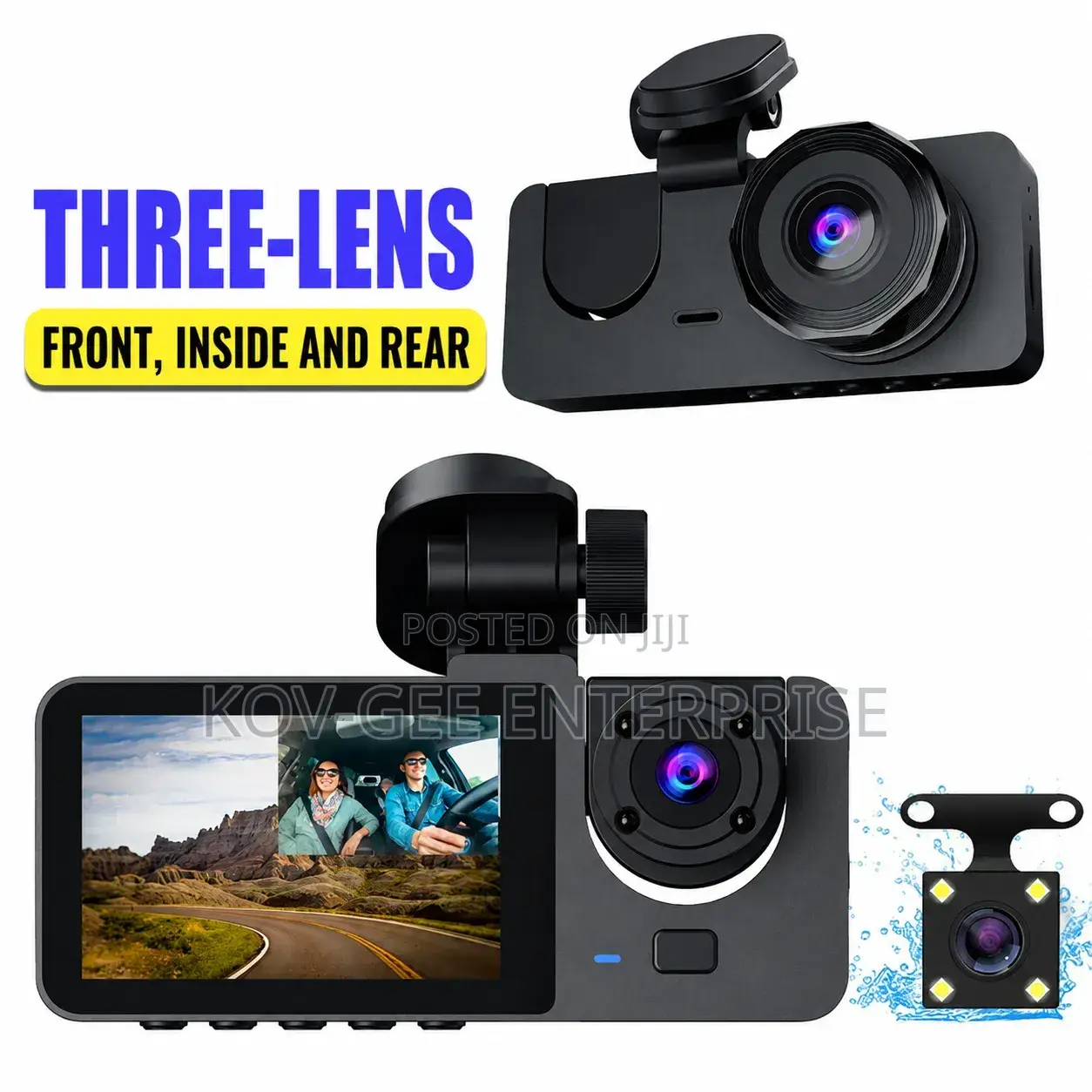 Triple Recording (Front+interior+rear) + 32G Dashcam, 1080P HD Dashcam