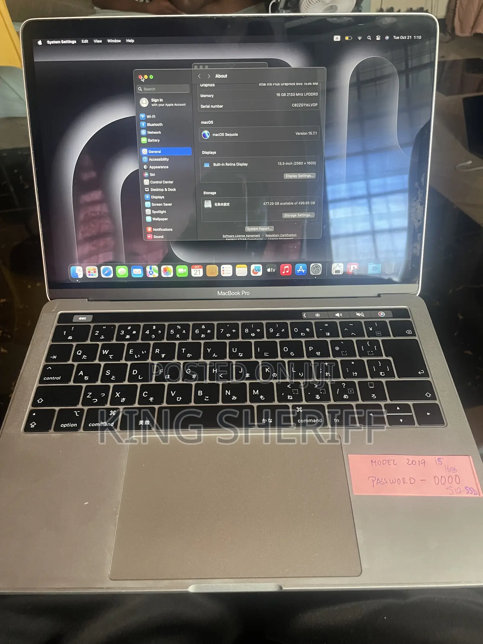 Laptop Apple MacBook Pro 2019 16GB Intel Core i5 SSD 512GB