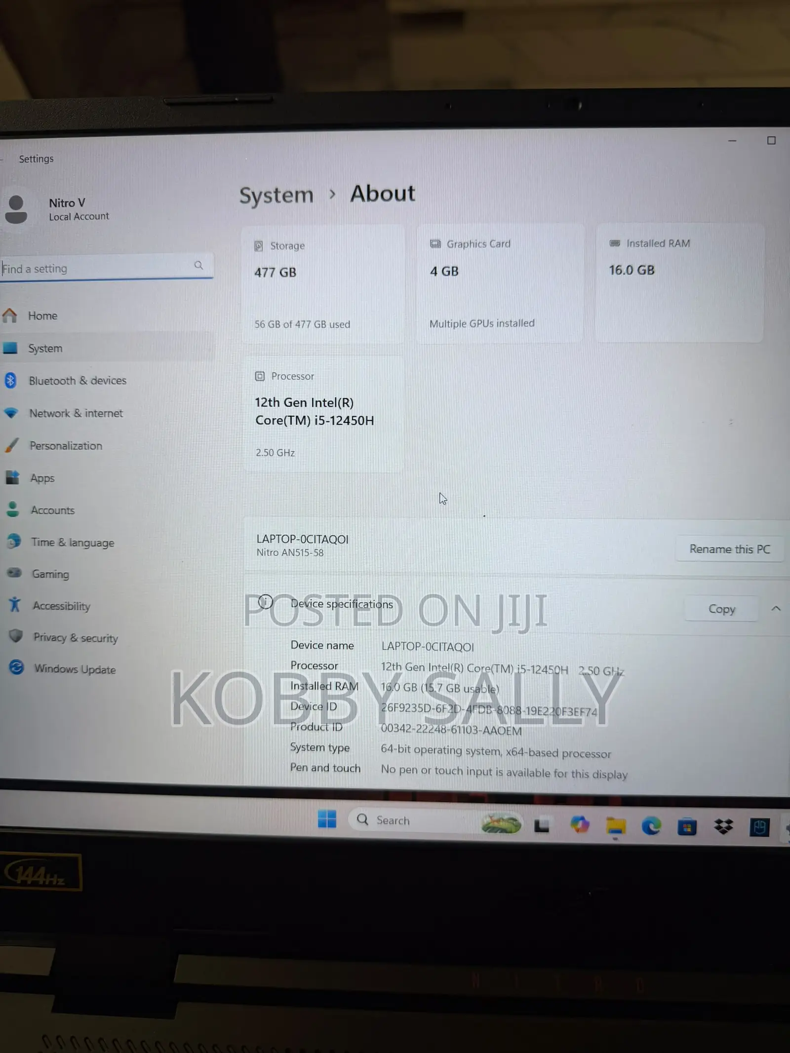 New Laptop Acer Nitro 5 16GB Intel Core i5 SSD 512GB