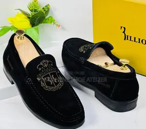 Black Billionaire Crest Suede Loafers